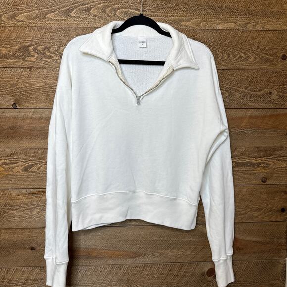 RE/DONE 70's Half Zip Sweatshirt in Off White Size Medium NWOT - Picture 6 of 10